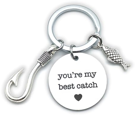 Zynara Angler Geschenk,Fisch Schlüsselanhänger,Geschenk für Papa, Glücksbringer Auto anhänger für Männer, Weihnachtsgeschenke