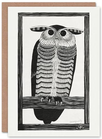 Artery8 Samuel J De Mesquita Art Card Stylised Horned Owl