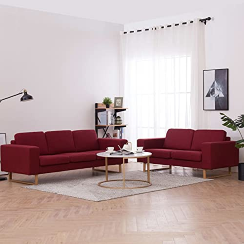 WEMYUFURN Stilvolle 2-teilige Sofagarnitur aus strapazierfähigem Stoff mit Holzrahmen – 2-Sitzer und 3-Sitzer Sofa inklusive 5 abnehmbaren Kissen für höchsten Sitzkomfort,