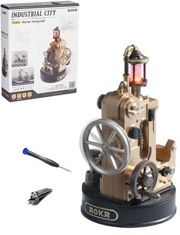 ROKR 3D Puzzle Morse-Telegraf Kunststoff Metall Modelle Bausätze Erwachsene, DIY-Bastelgeschenke Industriestadt (Morse Telegraph)