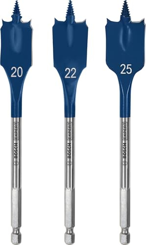 Bosch 3x EXPERT Self Cut Speed Flachfräsbohrer-Set, 20/22/25 mm, 3-teilig | für Weichholz, Spanplatte, Ø 20,00, 22,00, 25,00 mm, Professional Zubehör Bohrmaschine