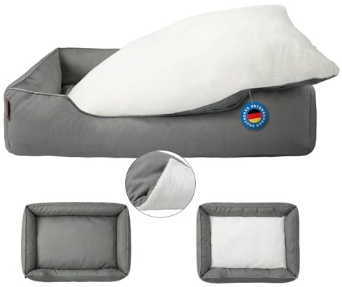 Zedelmaier Hundebett für mittelgroße & Grosse Hunde, 90×68×19 cm, kratzfestes Hundekorb, Dicker Hundekissen, Hundekörbchen waschbar, Hundematratze wasserdicht, Schlafplätze & Möbel für Hunde