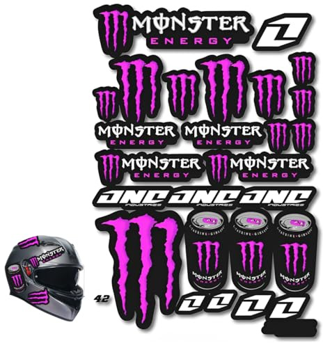 LQUYTA Motorrad Aufkleber,Motorrad Sticker, Monster Aufkleber Reflektierende Energy Sticker für MotorräDer, Motorradhelm, Skateboard, Auto Und GeläNdemotorräDer Lila