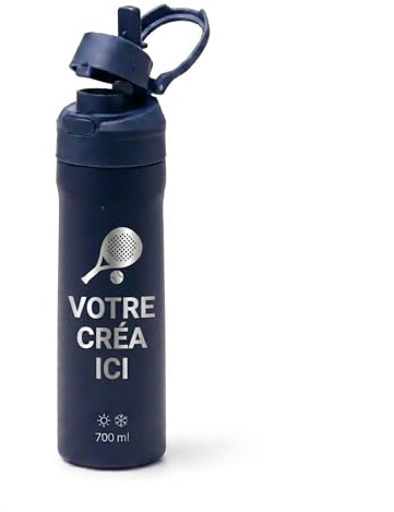 Personalised Navy Water Bottle 750 ml Stainless Steel Engraved with Name, Date & Logo [Sports Bottle]