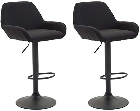 CLP 2er Set Barhocker Braga Mit Stoffbezug I 2 x Barstuhl Mit Lehne Und Fußstütze, Farbe:schwarz, Gestell Farbe:schwarz