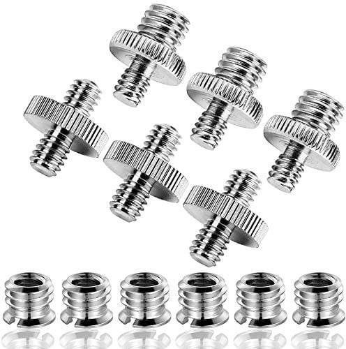 CKANDAY 12 Pcs Camera Screw Adapter Converter for Tripod Monopod Ball Head, 1/4 Male to 1/4 Male, 1/4 Male to 3/8 Male, 1/4 Female to 3/8 Male Threaded Screws - Silver