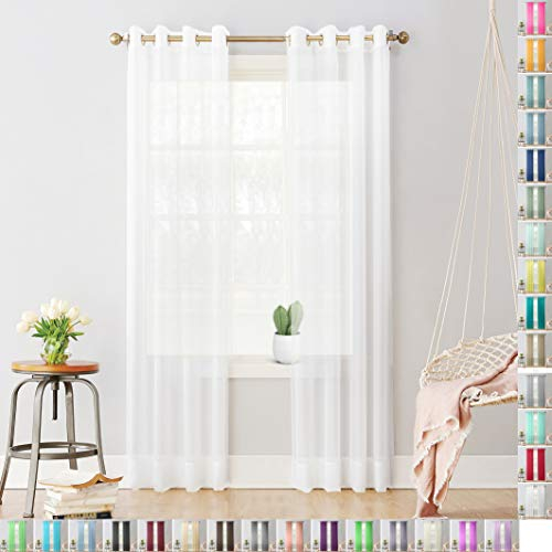 Megachest pair of sheer voile RING top (pure white, 56 wideX72 drop(W142cmXH183cm))