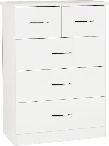 Seconique Nevada 3+2 Drawer Chest in White Gloss