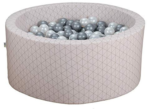 MISIOO – Piscine Ronde À Balles Enfants – Design Contemporain – Housse Déhoussable & Lavable En Machine – Fabriquée en Europe – Normes EU - 90 X 40 Cm - Graphic Chic (Rose)