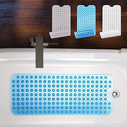 BEARTOP Badewannenmatte | Badewanne Antirutsch BPA Frei | Antirutschmatte Dusche Kinder | aus Gummi | 40 x 100cm rutschfeste Badematte für Senioren und Kinder | Blau