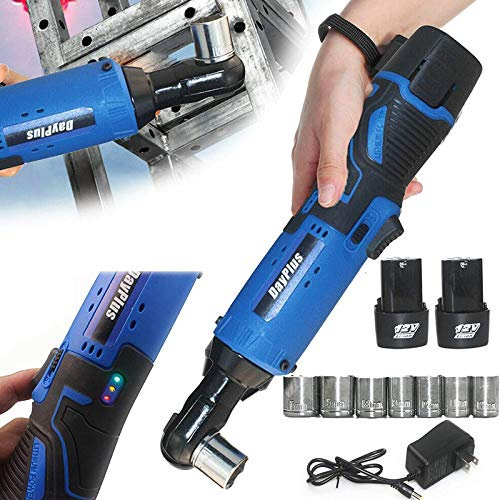 Ratchet Wrench Kit 3/8 Square Driver Impact Wrench 12V Electric Cordless Ratchet Right Angle Wrench Tool Set