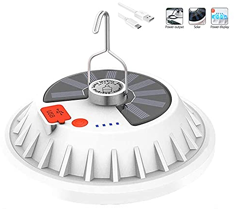 Luces de camping recargables con control remoto Luz de tienda al aire libre Luces de linterna solar 5 modos, lámpara LED ultra brillante con salida de banco de potencia Iluminación impermeable