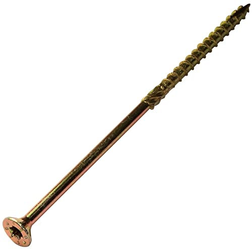 AERZETIX - C44475 - Lot de 100 - Vis à bois Ø5x120 mm tête fraisée à empreinte étoile T25 - en acier zingué jaune - assemblage filetage serrage fixation charpente contreplaqués agglomérés mélaminés