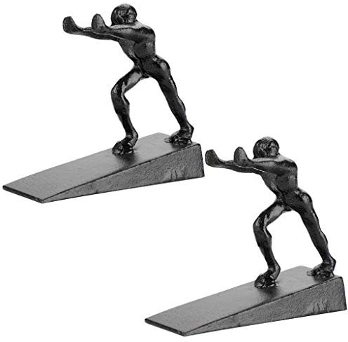 Sumnacon 2 Pcs Cast Iron Cute Man Door Stops - Heavy Duty Rustic Door Stoppers Avoid Drilling Holes, Vintage Metal Door Wedges on All Floor Surfaces for Home Office Commercial Industrial
