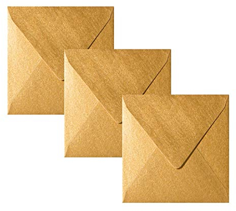 Paper24 Quadratische Briefumschläge 110 x 110 mm,120 g/qm, für Einladungen und Gutscheine, 100 Umschläge Gold