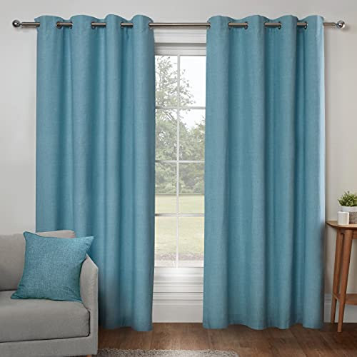 Sleepdown Textured Print Eyelet Curtains Lined Curtains for Bedroom and Living Room 66 x 54 Inch Duck Egg 2 Panels,5056242839408