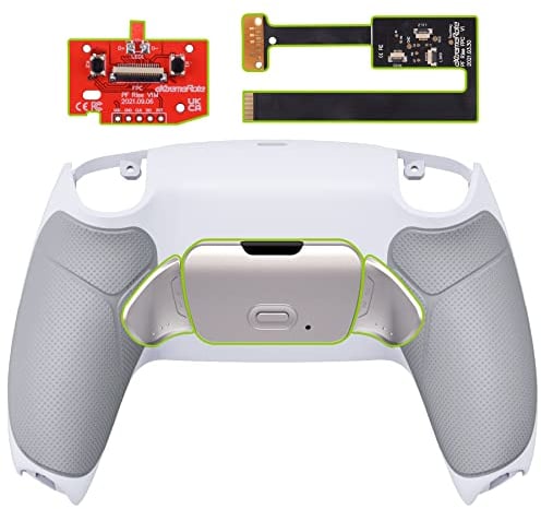 eXtremeRate Programmierbar RISE2.0 (RMB) Remap Kit für ps5 Controller BDM-010/020,Real Metal Button Remapper Board&Gummiert Grips Hülle Back Case&Paddles Tasten Set für ps5-Weiß Grau