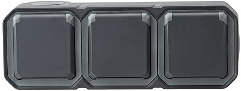 Legrand - Triple prise de courant avec terre étanche précâblée avec volet Plexo 16A 250V livrée complète montage apparent horizontal anthracite