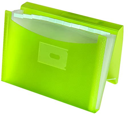 Oxford, Akkordeon-Ordner A4+, transparenter Kunststoffdeckel, 13 Taschen, Limettengrün, 400161693