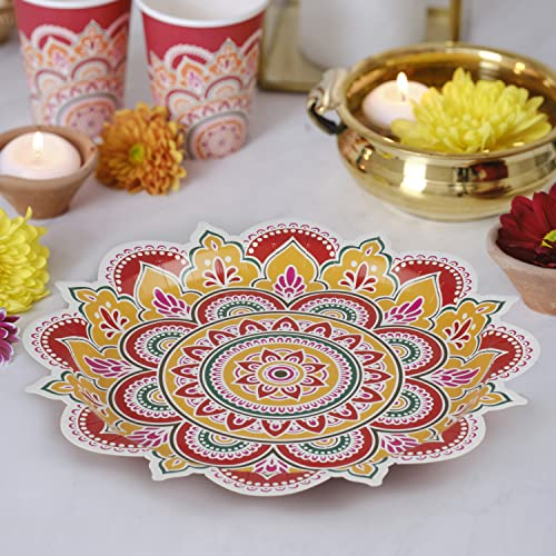 Ginger Ray Happy Diwali Paper Party Plates 8 Pack, DW-111, Multi-Coloured,27 centimeters