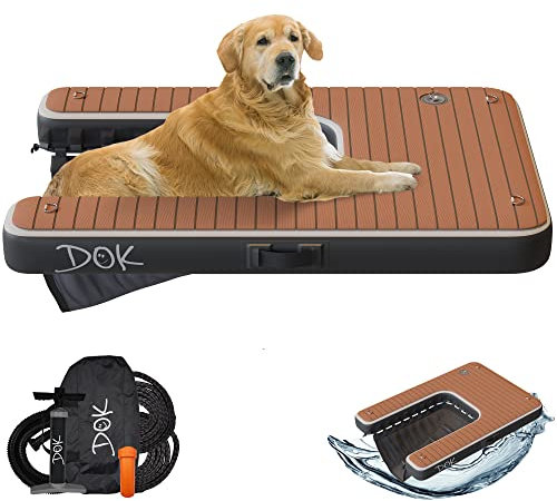 DOK Dog-DOK Inflatable Dock Platform: Safe & Easy Water Access for Dogs Up to 230 lbs; Floating Non-Slip EVA Foam with Dog Boat Ramp for Pool, Dock, & Lake | Military Grade & High Visibility