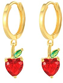 Silber Ohrringe, Echtes Sterling Silber Apfel mit Zirkonia Ohrringe Ohrhänger Gold