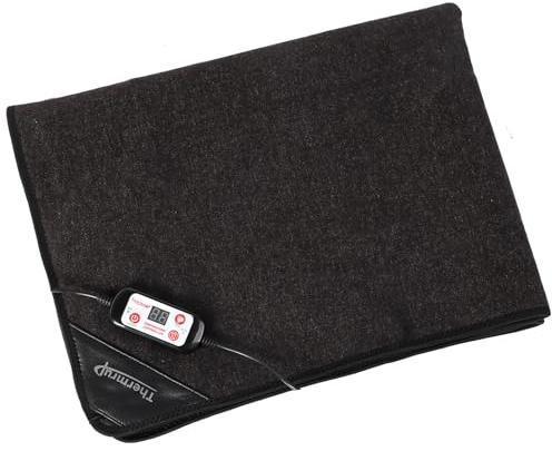 Thermrup Ferninfrarot Heizkissen Wärmeunterbett DC 12V, 60x80cm mit Gummi-Flächenheizelement, 5 Heizstufe und 1-9 Stunden Zeiteinstellung Schwarz