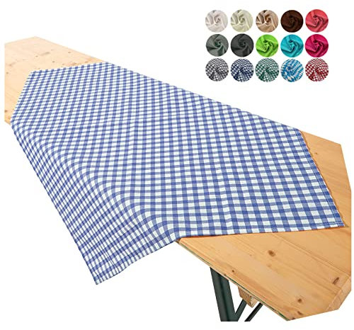 heimtexland ® Tischdecke Mitteldecke Biertisch Garten Tischdeko Landhaus Typ861 Vichy Karo Blau 90x90 cm
