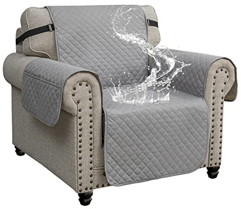 XINEAGE Sofa Überzug Reversible, Wasserdicht Sofabezug, Sofaüberwurf, Sofa Möbel Protector, rutschfeste Sofabezüge für Hunde Haustiere (1 Sitzer, Hellgrau)