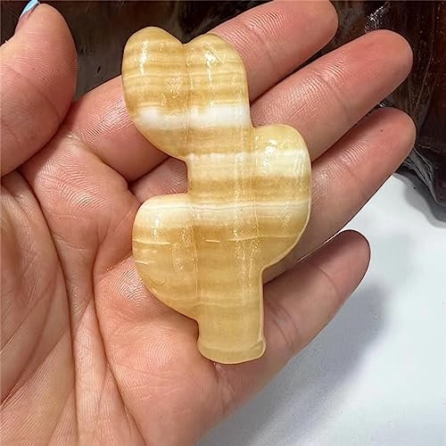 Naturel Vert Cristal Pierre Cactus Sculpté À La Main Plante Artisanat Ornement Figurine De Noël Pour La Décoration De La Maison,Jaune