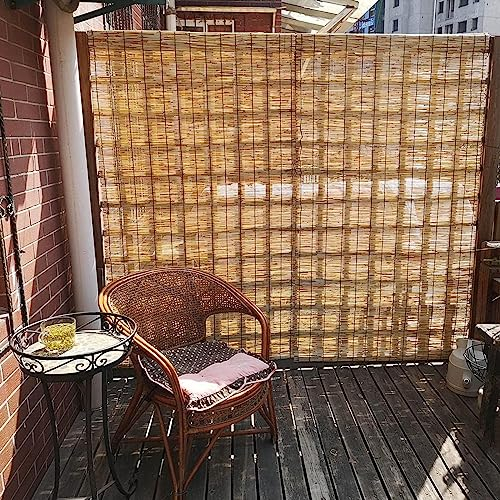 Balkon Sichtschutz Zaun Schilfrohr,Natürlicher Schilfrohrmatte als Sichtschutzmatte in Bambus,Natur Sichtschutzstreifen Blickschutz und Windschutz,Schilfmatten für Balkon-Deko, Terrasse und Garten ( C