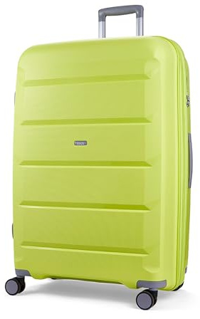 Rock Tulum Large 105/116L Expandable Hard Shell Suitcase - Lime Green | Lightweight & Durable - Telescopic Handle - Impact-Resistant - 8 Smooth Wheels - TSA Lock - 78x51x31/34cm - 5.0kg Weight