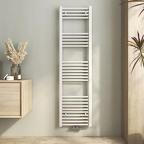Heilmetz Weiß Badheizkörper 400 x 1400 mm Handtuchtrockner 476 Watt Leistung Heizkörper Bad Mittelanschluss Handtuchheizkörper