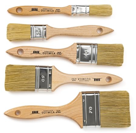 PENNELLIFICIO 2000 | Set 5 Pennelli Pittura Professionali, Pennellessa Universale, Indicato per Smalti e Vernici, Muri, Legno, Ferro, Larghezza Ghiera 20/30 / 40/50 / 70 mm - Made in Italy