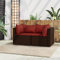UTSRABFA Schlafsofa Balkonmöbel Modulares Sofa Lounge Set Garten-Ecksofas mit Kissen 2 STK. Braun Poly Rattan Geeignet für Schlafzimmer, Esszimmer, Wohnungen, Lofts