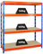PROREGAL Profi Schwerlastregal Rhino BREIT blau/orange HxBxT 180x160x60cm Fachlast 500kg 4X Spanplatten-Ebenen 16mm Garagenregal, Lagerregal, Steckregal, Weitspannregal