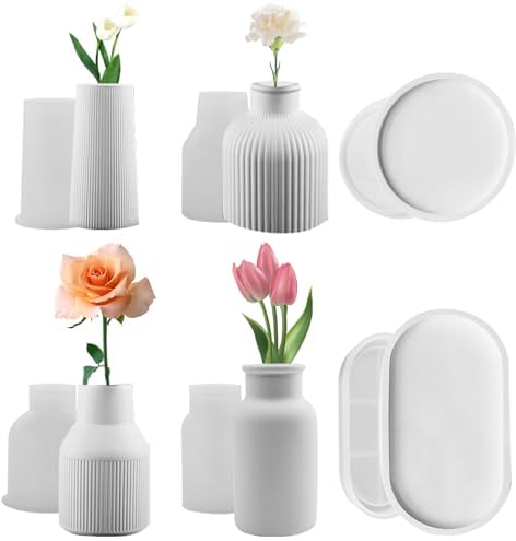 MoguGo 6 Stück Silikonform Vase DIY Vases Resin Formen Epoxidharz Formen Vase Silikon Vase Gießform Handgefertigte Silikonform für DIY Blumentopf Formen Vasenherstellung