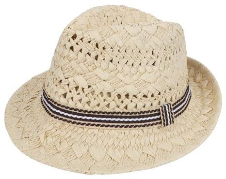 NICEYEA Cappello di paglia per bambini e bambine, estivo, Fedora, largo, floppy, spiaggia, parasole per bambini, cappello estivo, cappello da spiaggia, cappello da western, cappello da cowboy