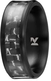 kohlenstoff 12 Carbon Ring Schwarz für Damen und Herren hochwertig Beschichtet aus Carbon und Edelstahl (60)