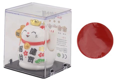 Cyrank Winkende Glückskatze, Japanische Maneki-Neko-Glückskatze Mit Wellenarm, Niedliche Chinesische Katze, Winke Katze, Lucky Cat, Kleine Solar-Wellenkatze Für Heim- Und Autodekoration(Weiß)