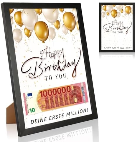 Geldgeschenke Geburtstag, Lustiges Geldgeschenke Bilderrahmen für Geldgeschenke, Geldgeschenke Verpackung Verschenken Geschenkideen Deine erste Million Happy Birthday Gift