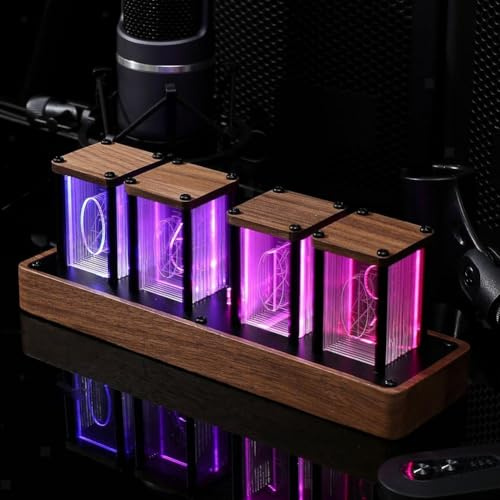 RGB Nixie Röhrenuhr, 4-stellige Leuchtröhre, LED-Schreibtischuhr, USB-Farbwechsel, Vintage-Tischuhr, Punk-Stil, leuchtend, Retro, Desktop, kreative Ornamente
