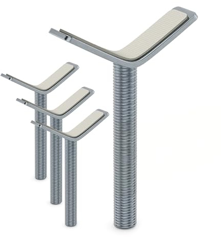 BOMI Y-Adapter 4er Set Silber I Metall Spindel für Türschutzgitter und Treppengitter I M10 Gewinde, geeignet für Geländer bis 60 mm I Anti-Rutsch Funktion | Zubehör für Kinderschutzgitter ohne Bohren