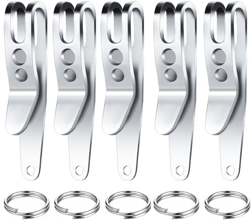 Molain 2 Stück Edelstahl Taschenclip, Schlüsselhalter mit Schlüsselanhänger Outdoor Gürtelclip Mehrzwecker Taktische Clip für Schlüsseln Taschenlampen Täglichen Gebrauch(2 Stück)