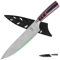 FULLHI Cuchillos de cocinero, Cuchillo Japonés Multicolor de 8 Pulgadas con Guarda, Cuchillo de Cocina Alemán de Acero Inoxidable Premium con funda (Madera Café)
