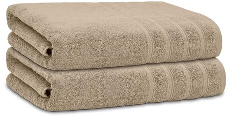 DECASATEXTIL Juego de Toallas de Baño Grandes – 2 Toallas 100x150 cm – 100% Algodón Premium 450 g/m² – Toallas de Ducha Suaves, Absorbentes y Resistentes (Arena)