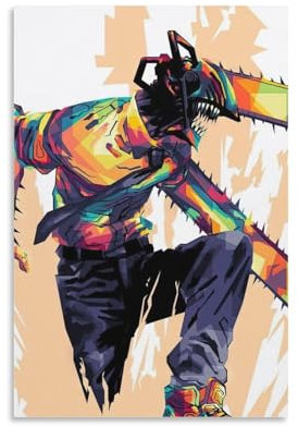 KPOKAHT Anime Poster Chainsaw Man Painting On Canvas Wall Art Poster Scroll Picture Print Walls Decor Home Posters 08x12inch(20x30cm)