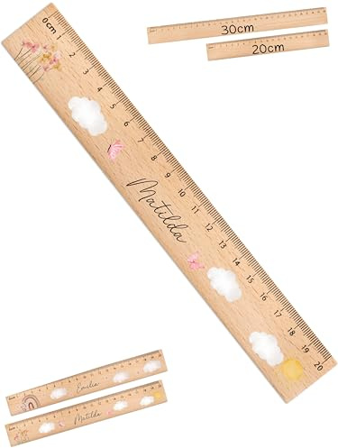 Bärenfreunde Holz Lineal mit Namen personalisiert, Schule 1 Klasse, 20cm | Personalisiertes Holzlineal, Schulanfang, zur Einschulung, Schulkind, Geschenk Jungs, Geschenke für Jungen, Schultüte Füllung