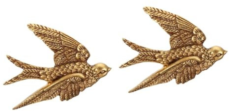 Garneck 2St Schwalben hängen Vögel Wandskulptur Wand schluckt Ornament heim wanddeko schlafzimmer vintage wanddeko skulpturen Wohnkultur Wohndekoration Schwalbendekoration aus Harz Golden