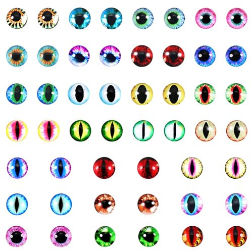 TOAOB 100 pcs 10mm Glass Dragon Eyes Cabochon Eyes Safety Eyes Dolls Eyes for Doll Making DIY Craft Plush Animals